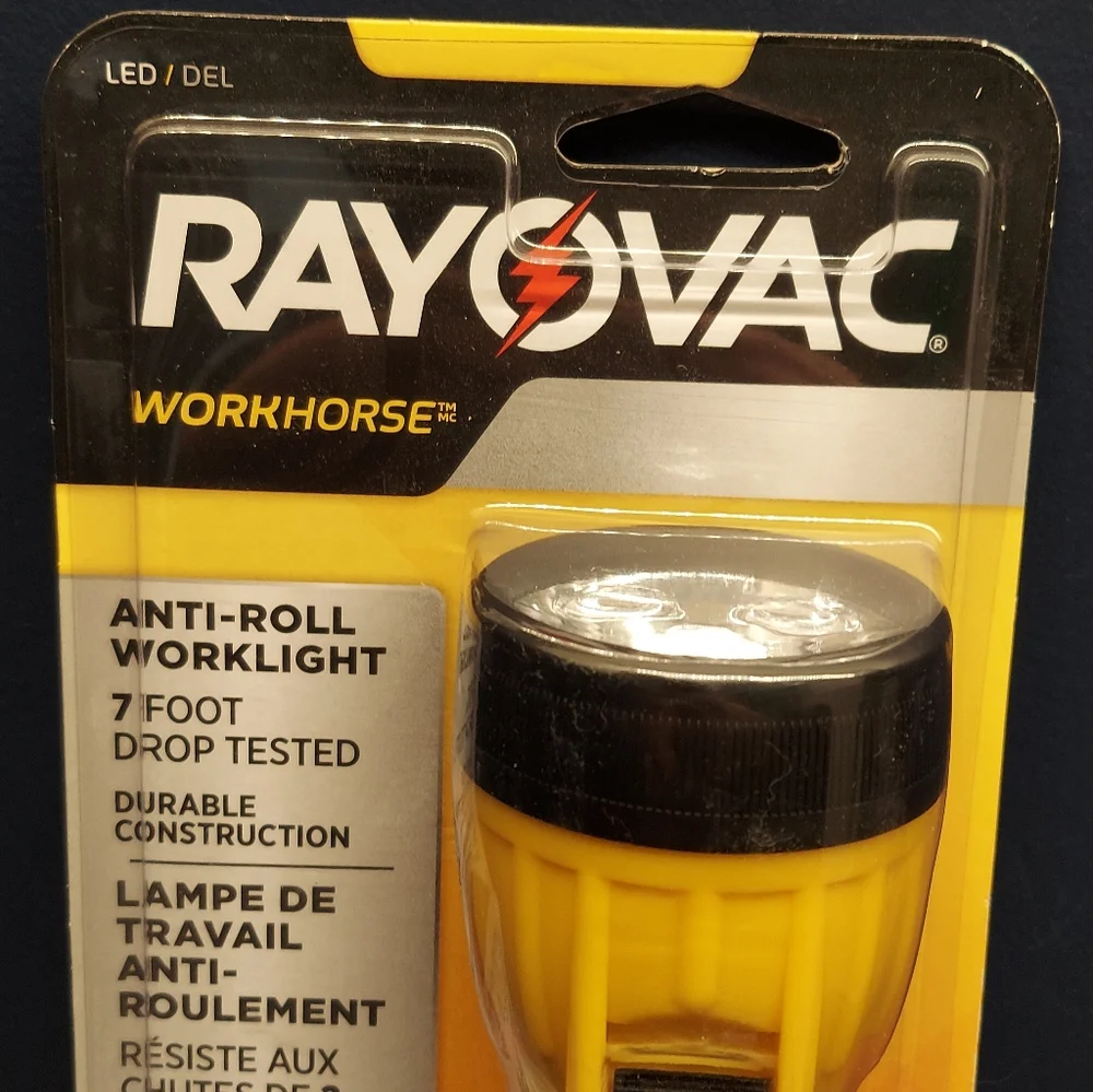 Rayovac Workhorse Flashlight LED Lamp With Batteries 2 D Cell Battery Anti Roll